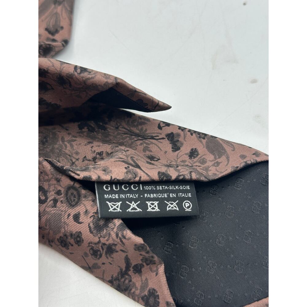GUCCI Mauve Floral Print Silk Necktie Made in Italy $170 - Picture 5 of 6